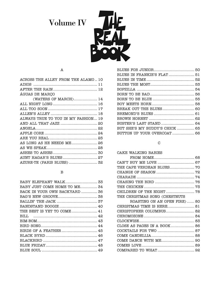 The Real Book - Volume IV - C Edition